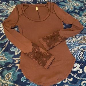 Free People Thermal w Lace Cuff